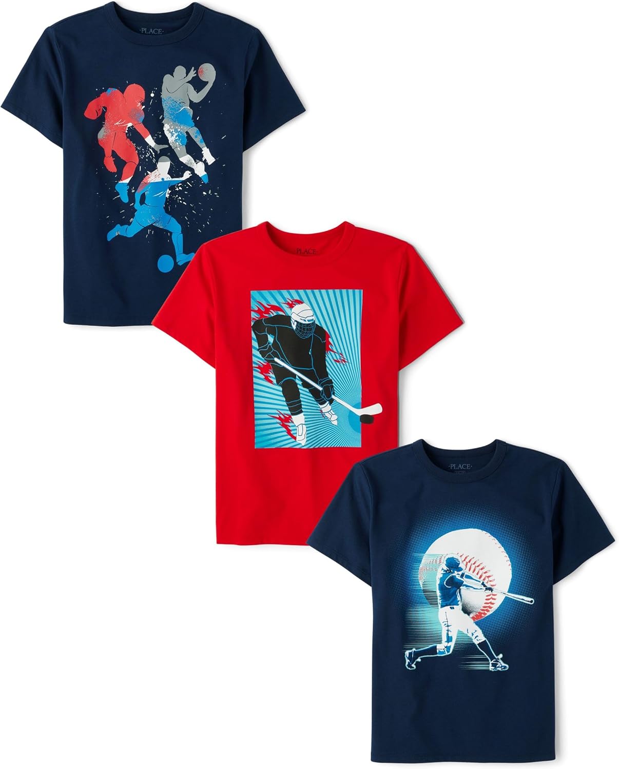 Boys Sports Short Sleeve Graphic T-Shirts Multipacks for Kids