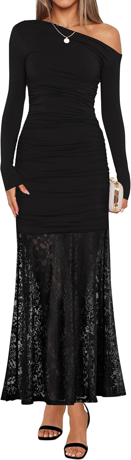ZESICA Women's Off Shoulder Bodycon Dress for Fall Events