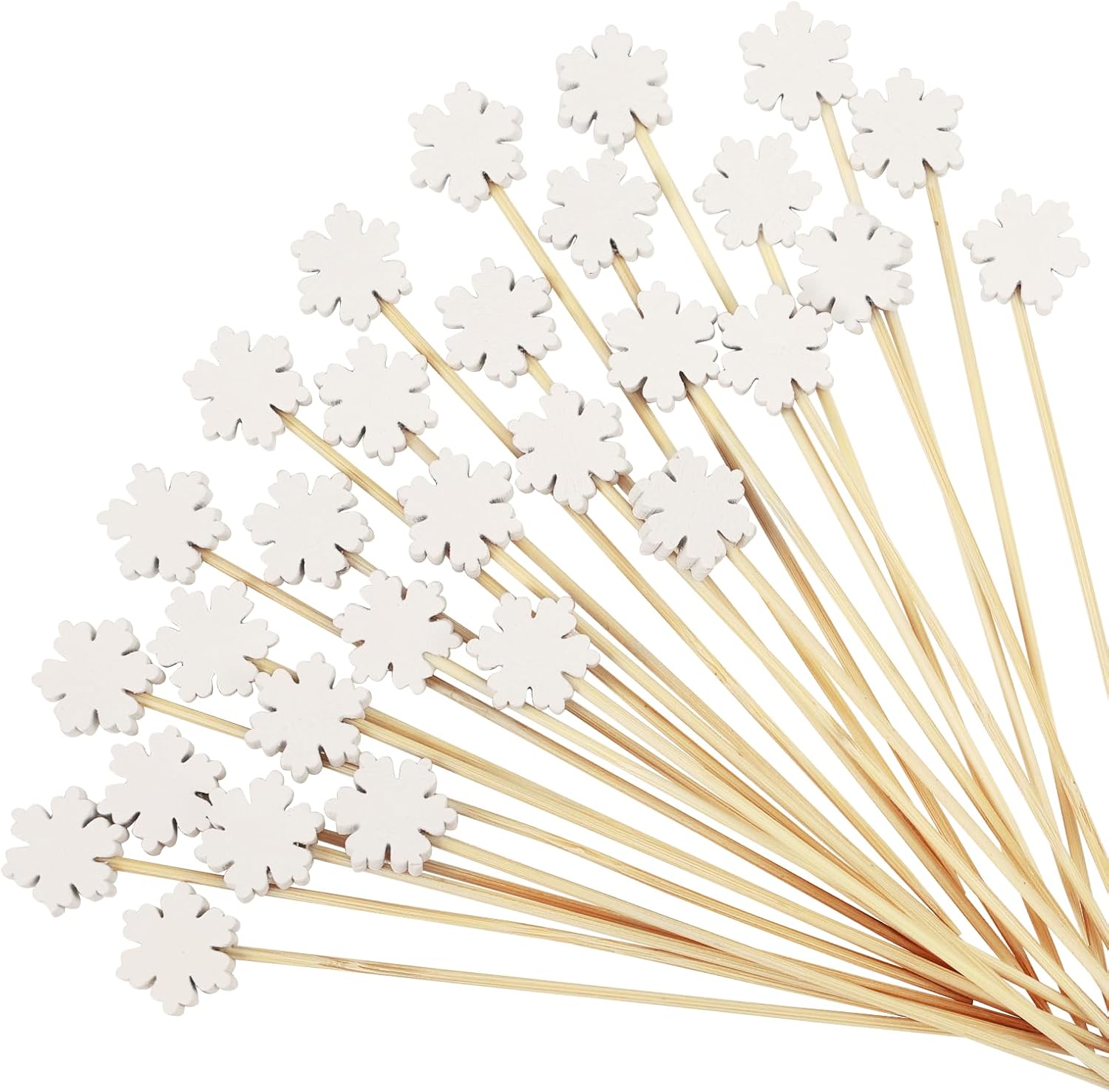 Snowflake Cocktail Picks - 100 Count Winter Party Decor