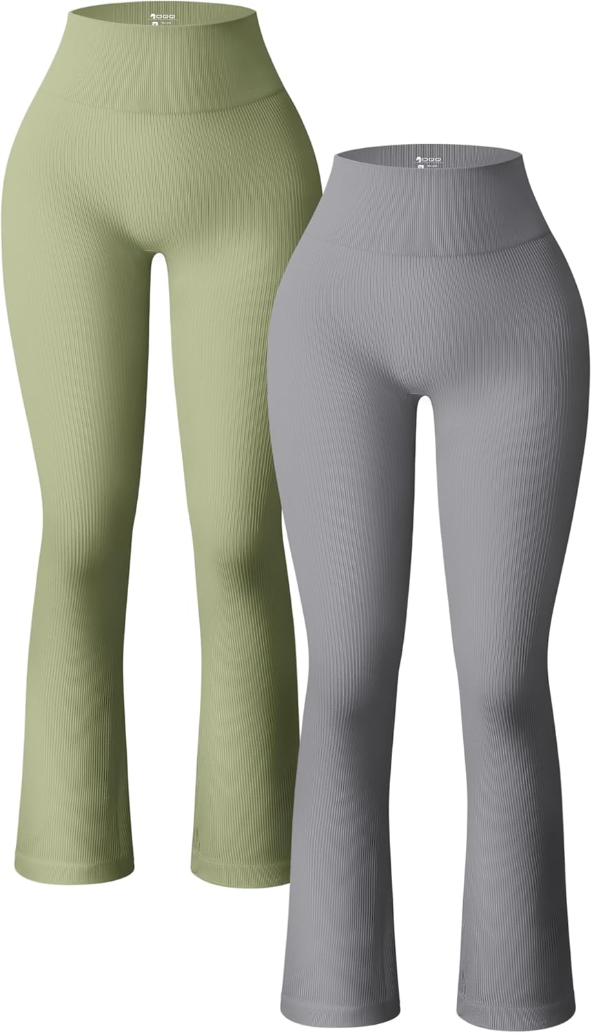 OQQ Women's Ribbed Seamless Yoga Pants for High Waist Comfort