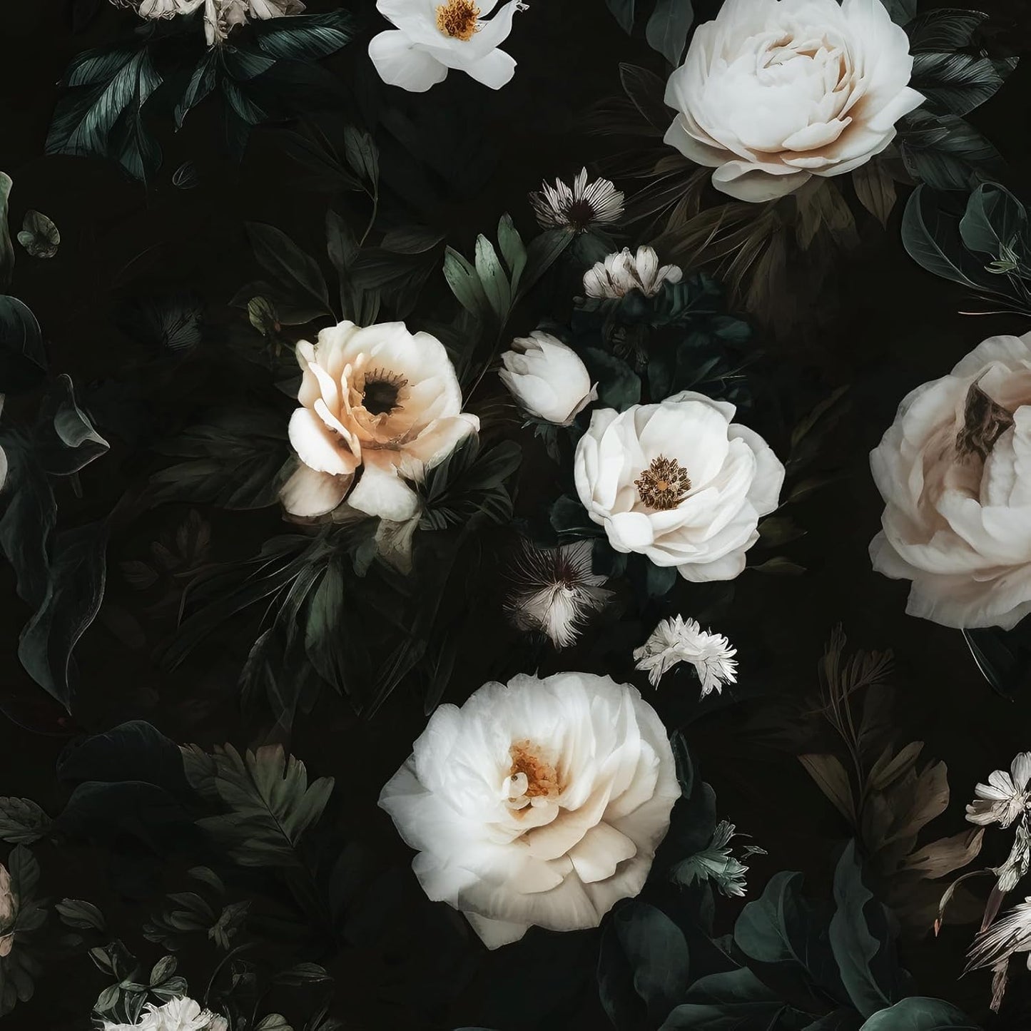 Black Floral Wallpaper Peel and Stick for Stylish Home Decor