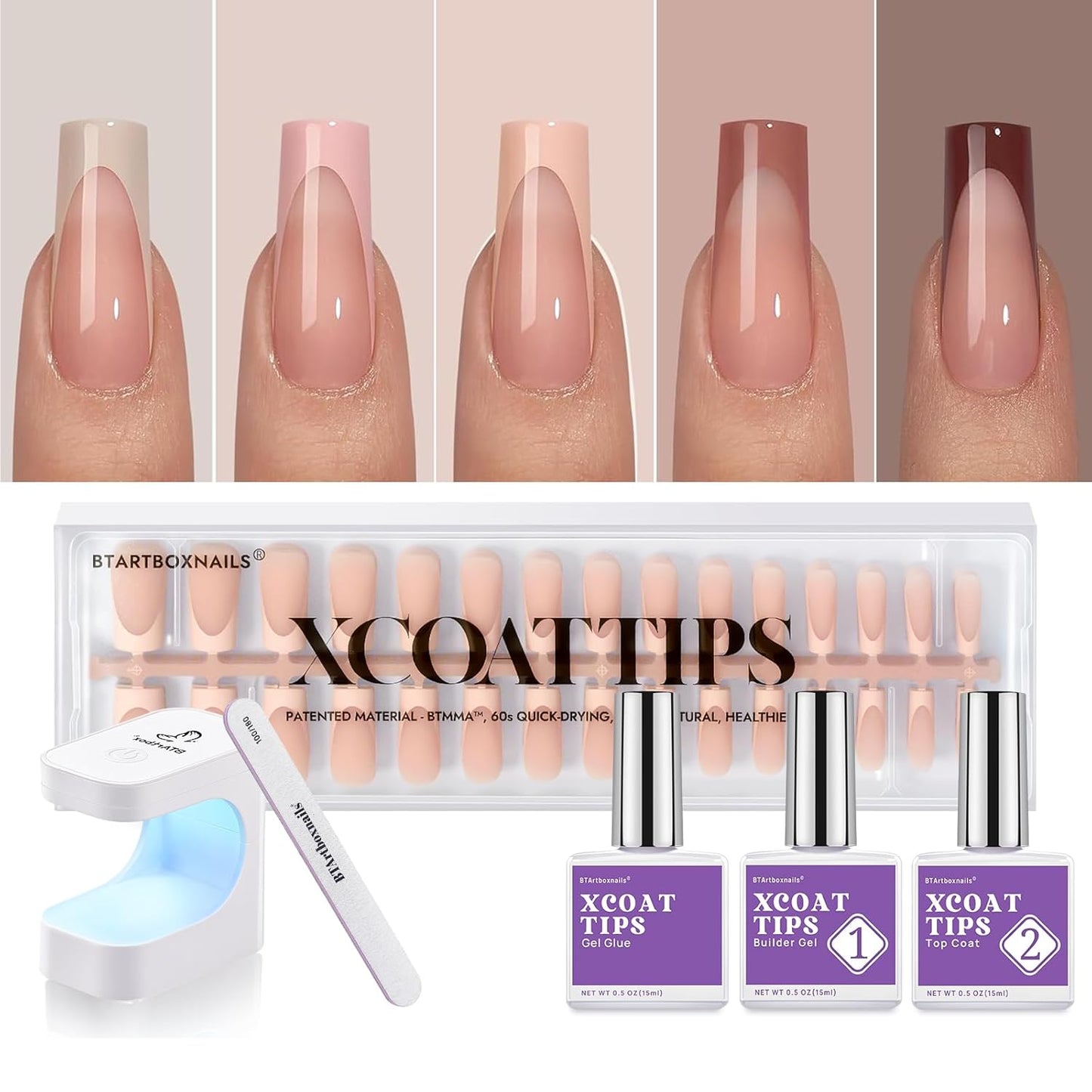 BTArtboxnails XCOATTIPS Press On Nails for Perfect French Manicure