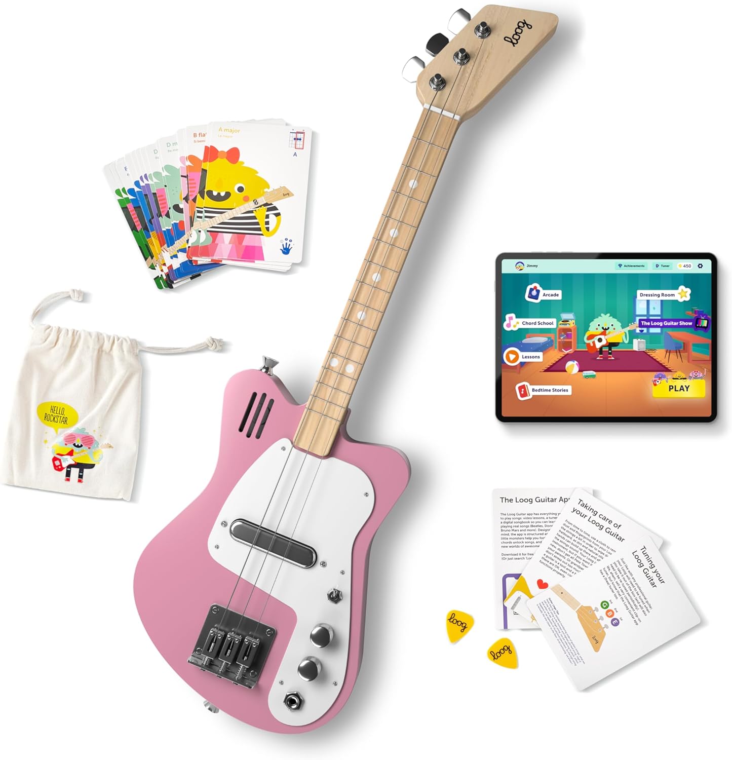 Electric Loog Mini Guitar: Ages 3+ w/ Built-in Amp & App
