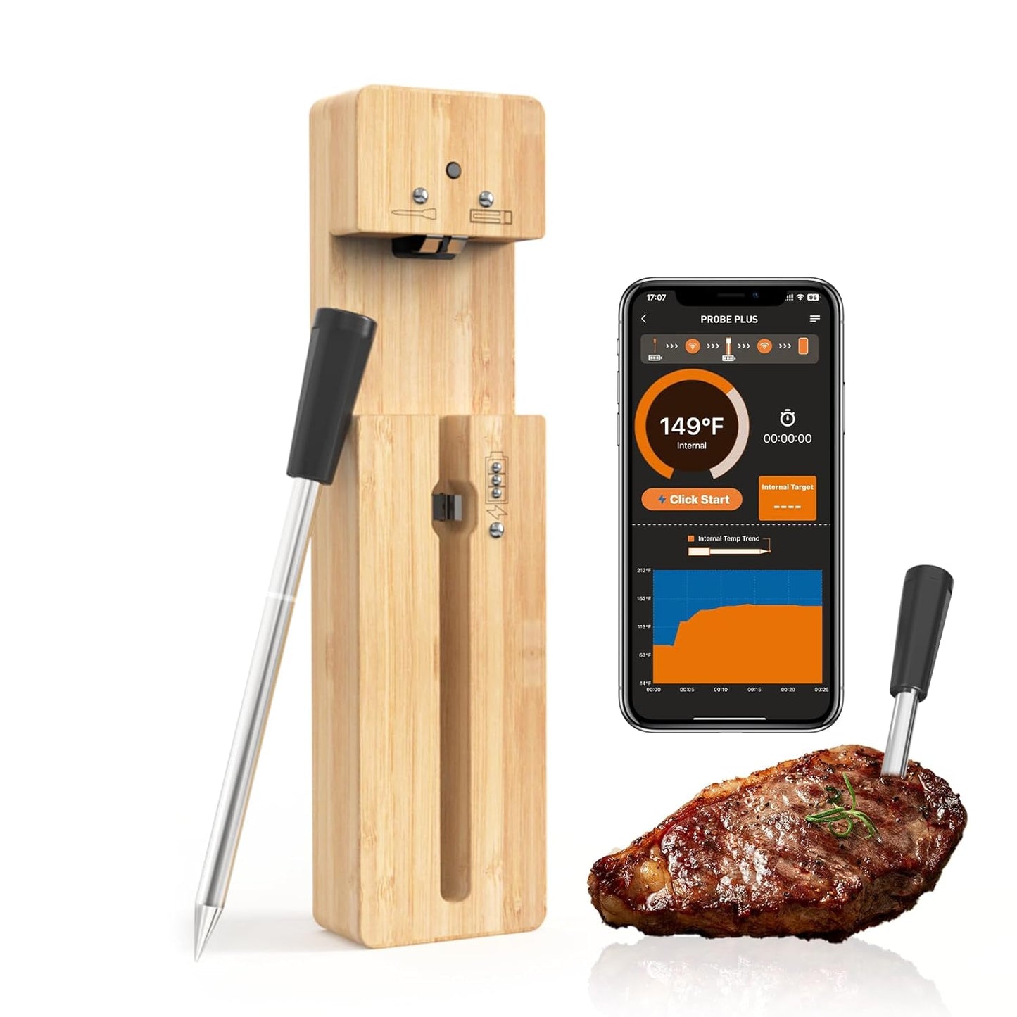 Bluetooth Wireless Meat Thermometer for Grill and Oven Use