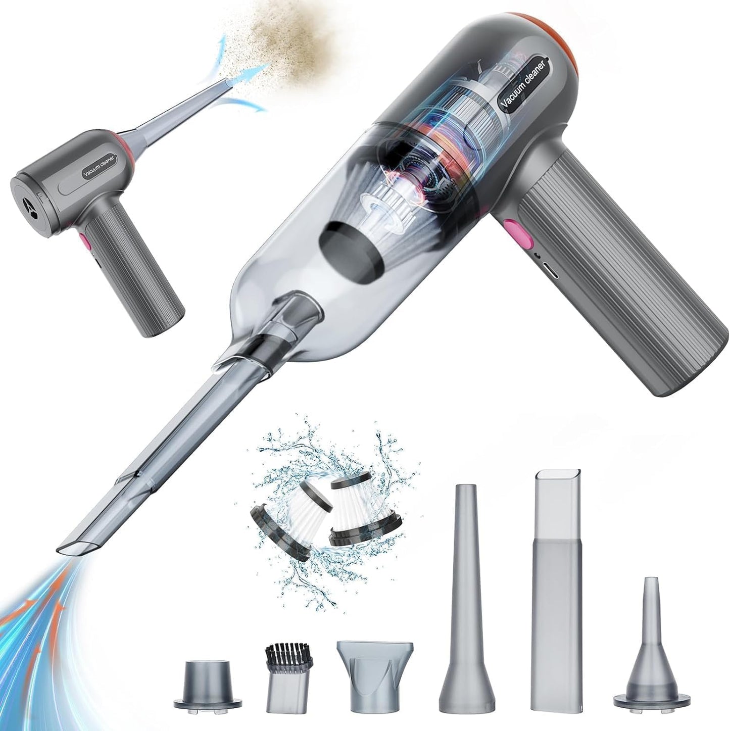 Portable Cordless Car Vacuum Cleaner - Powerful 15000Pa Suction