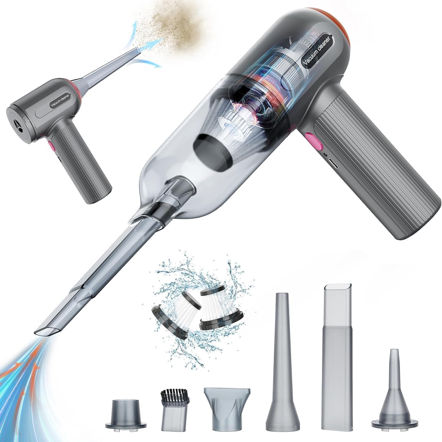 Portable Cordless Car Vacuum Cleaner - Powerful 15000Pa Suction