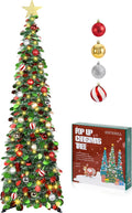 5 FT Pop Up Christmas Tree with Timer Lights and Decorations - Slim