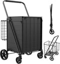 Foldable Shopping Cart with Waterproof Bag and 360 Swivel Wheels