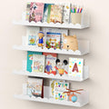 Nursery Book Shelves 17 in White Metal Floating Shelves 4 Pack