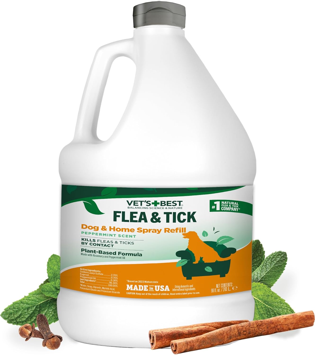 Vets Best Flea and Tick Home Spray 96oz Refill for Pets
