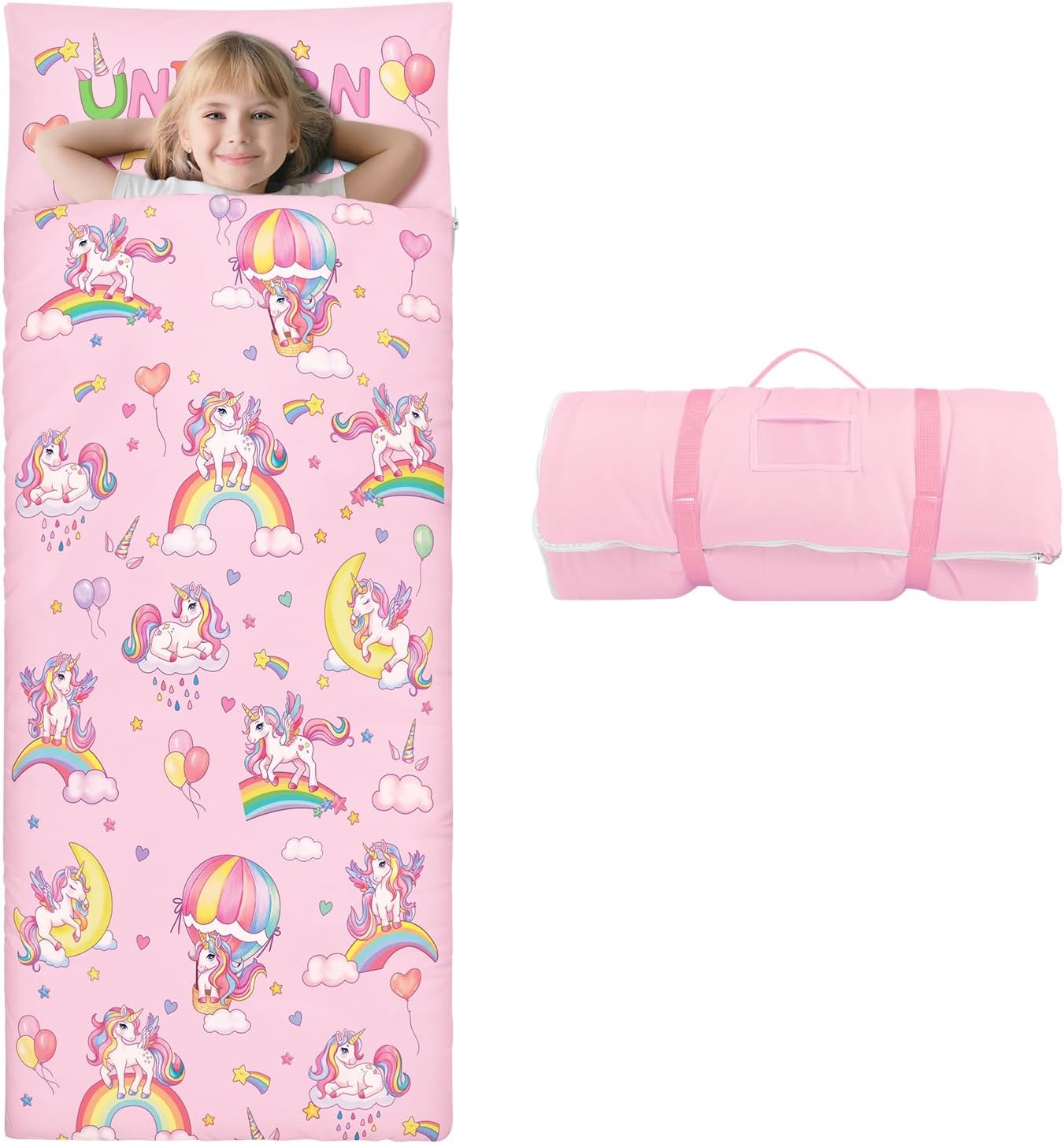 Kids Sleeping Bag with Removable Pillow for Comfortable Naps