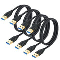 USB 3.0 A to A Cable 4-Pack 3ft - Short High-Speed Braided Cables