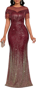 Cololura Sexy Sequin Tassel Mesh Perspective Maxi Dress Review