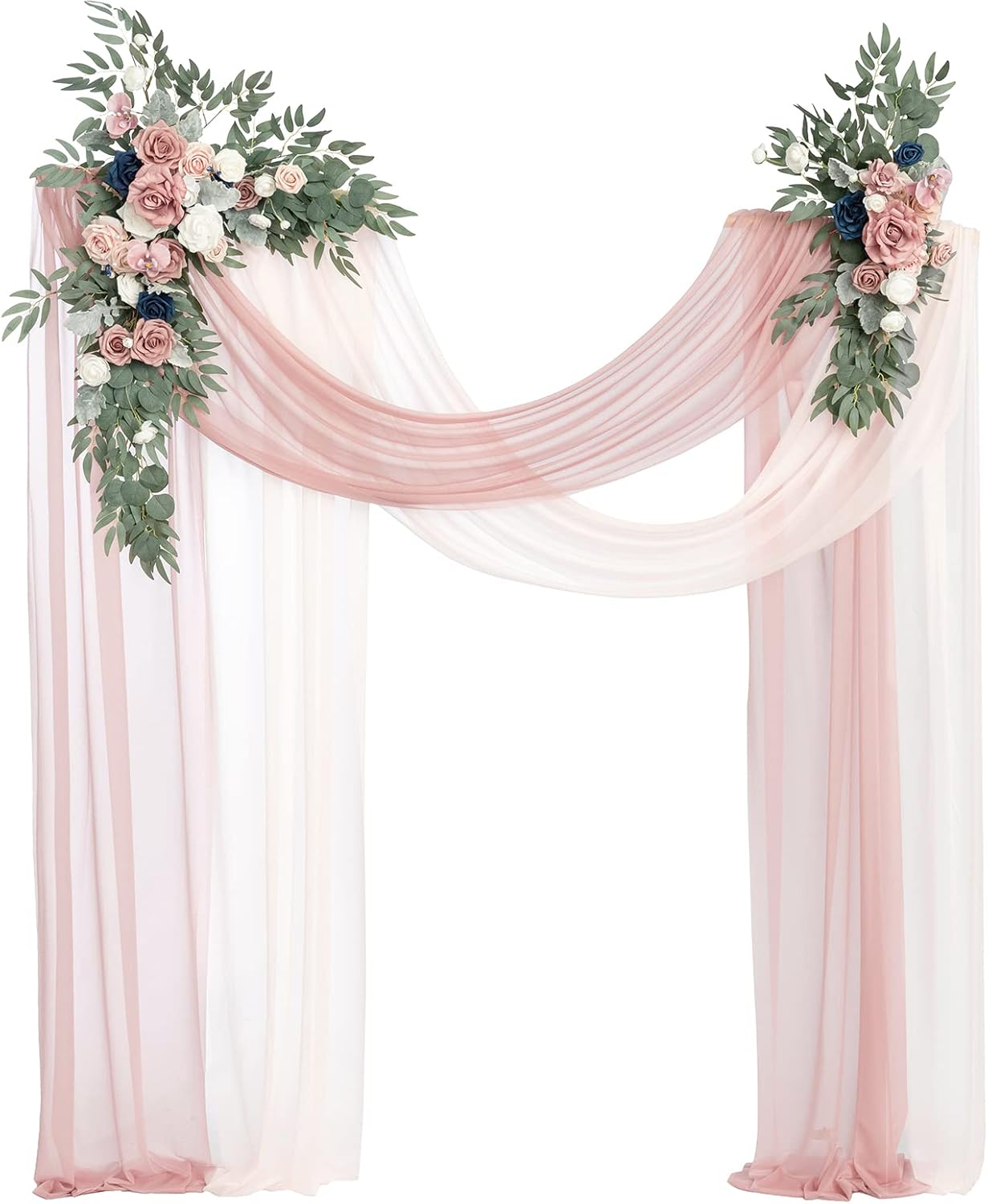 Ling's Moment Pink Blue Artificial Wedding Arch Flowers Kit Review