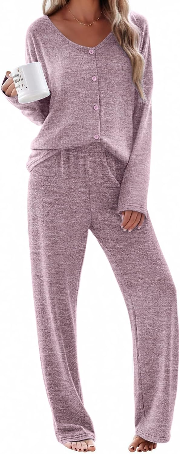 Ekouaer Womens Pajama Sets Soft Lounge Set with Pockets