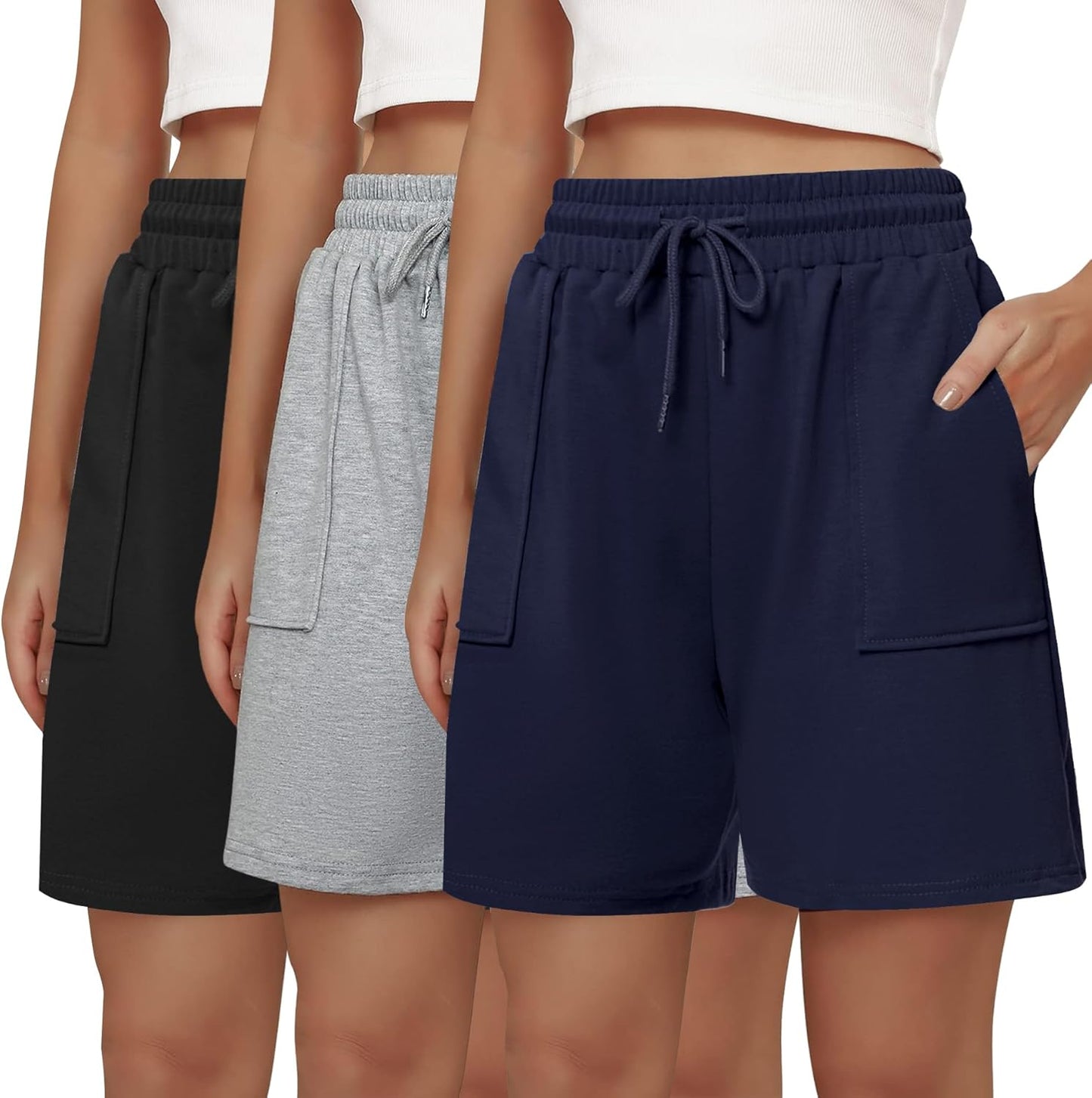 Cowasto Womens Cotton Sweat Shorts for Casual Summer Comfort