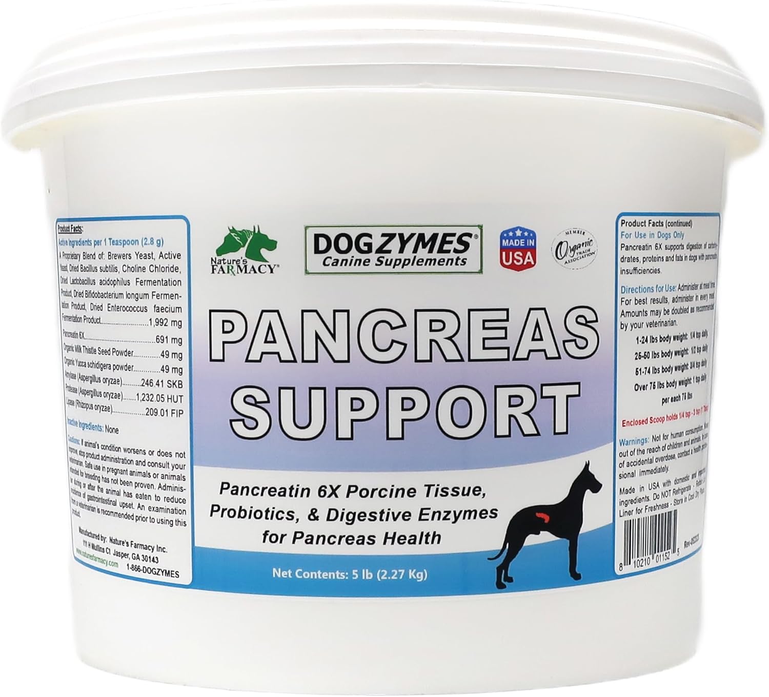 Dogzymes Pancreas Support for Dogs - 5 Pound Quality Formula
