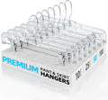 HOUSE DAY 50 Pack 14 Inch Clear Plastic Pants Hangers with Clips
