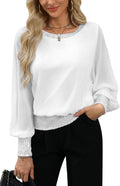 For G and PL Women's Fall Winter Chiffon Sequin Crewneck Dolman Top