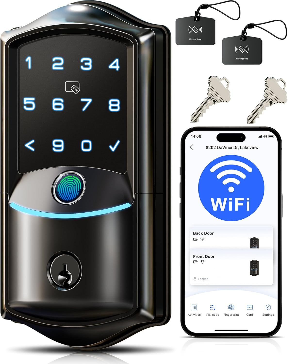 Veise VE027 Smart Lock with Wi-Fi, Fingerprint Entry & App Control