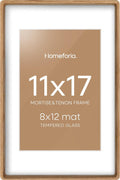 11x17 Picture Frame Natural Wood Mortise & Tenon Light Oak - Matted