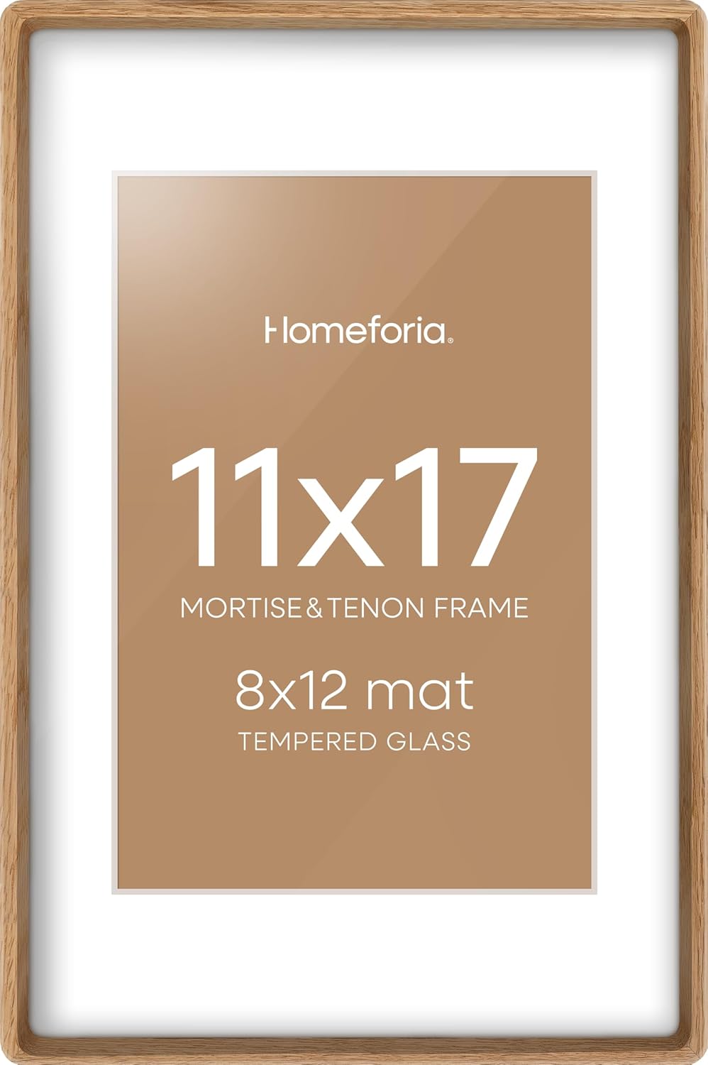Homeforia 11x17 Picture Frame Natural Wood for Wall Display