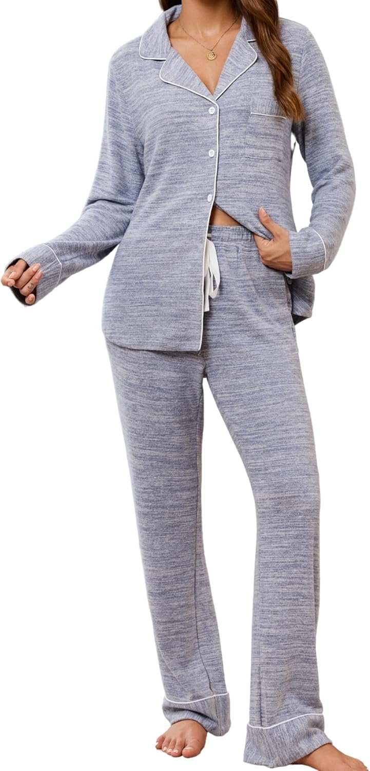 Leikar Button Up Pajama Set for Women - Soft and Comfortable PJs