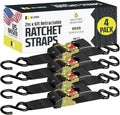 Auto Retractable Ratchet Straps 2 x 6ft (4-Pack) - Super Heavy Duty