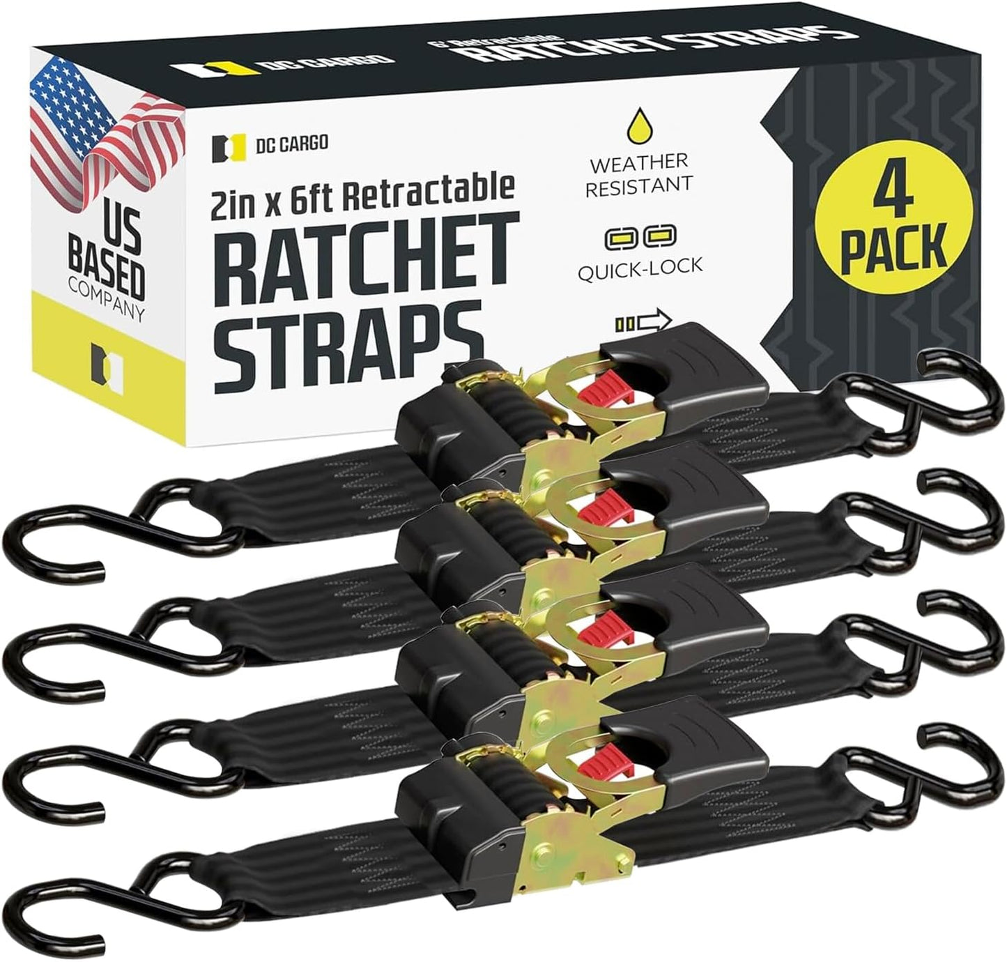 Auto Retractable Ratchet Straps for Heavy Duty Cargo Secure