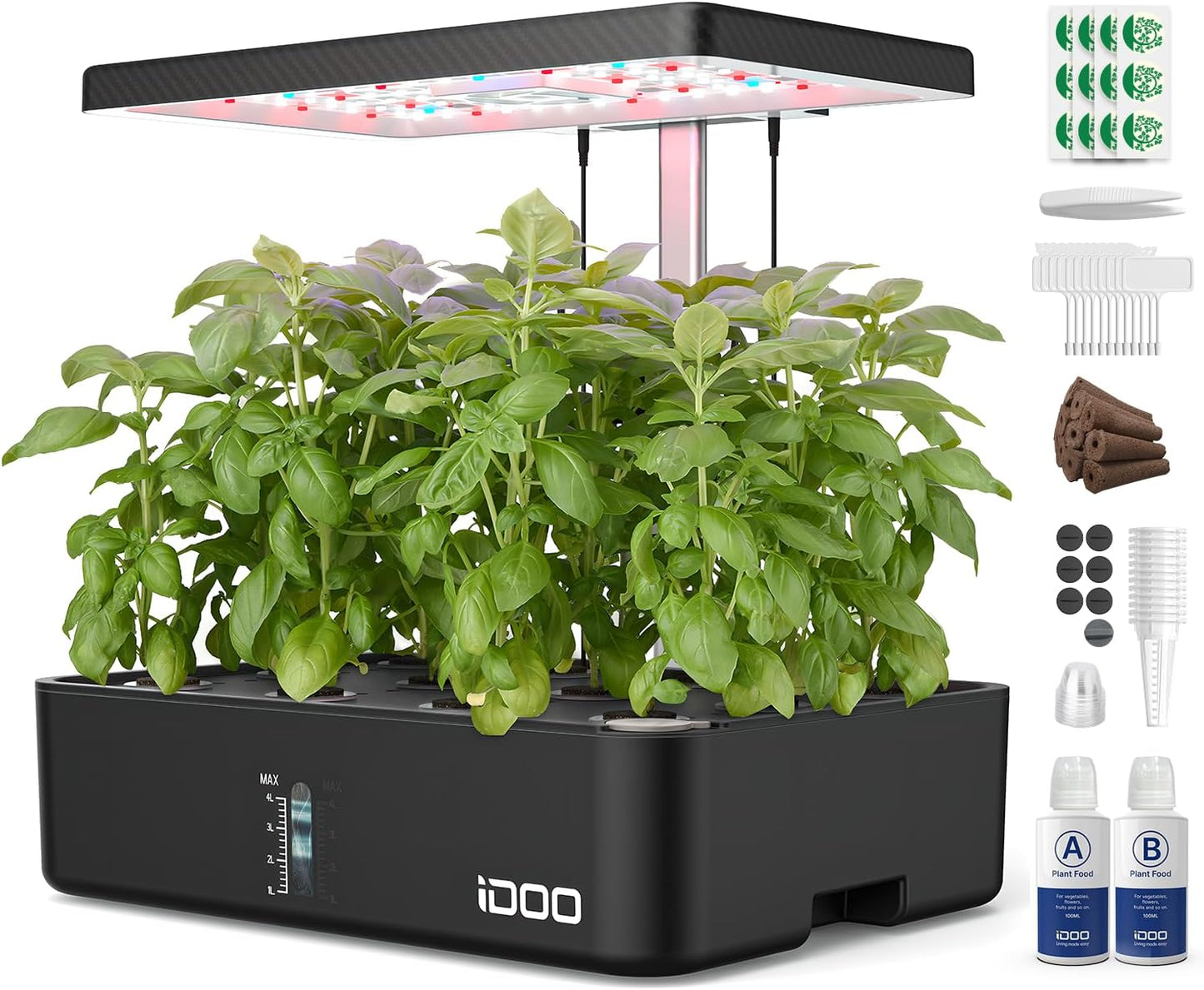 iDOO Indoor Herb Garden Kit 12Pods - Grow Easily with Adjustable Height!