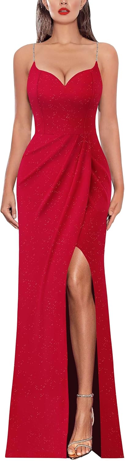 VFSHOW Womens Sexy Formal Ruched Bodycon Maxi Dress for Events