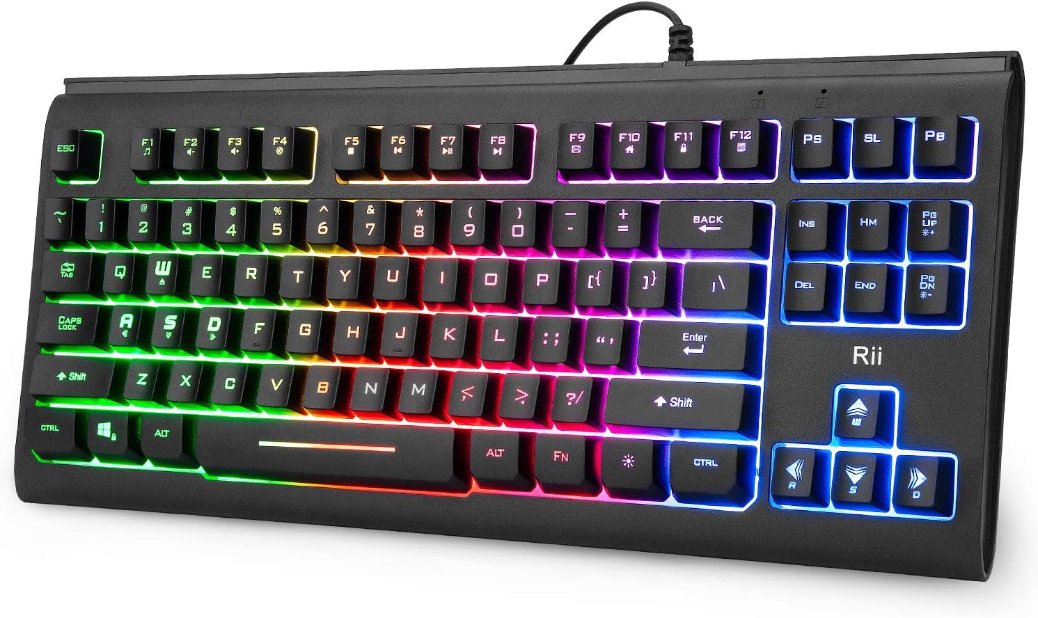 Silent RGB Gaming Keyboard,87 Keys,USB Wired, PC/Laptop