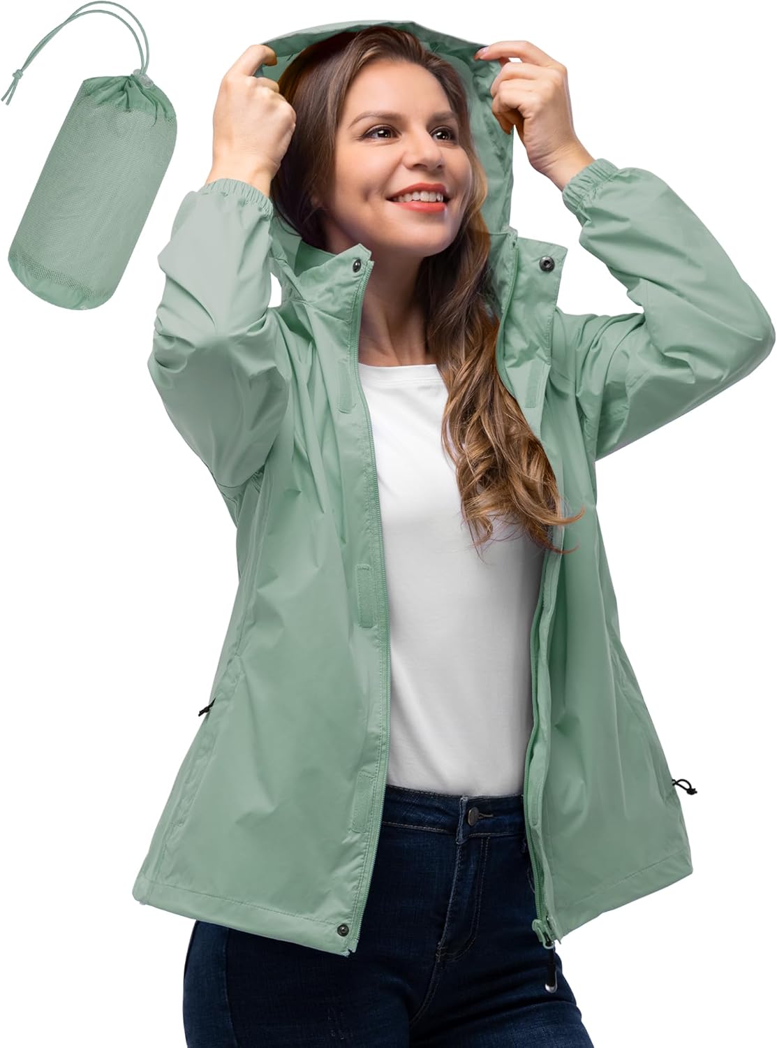 33,000ft Women's Rain Jacket Waterproof Lightweight Packable