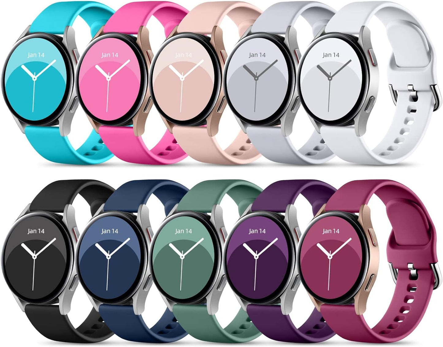 10 Pack Soft Silicone Bands for Samsung Galaxy Watch - Sporty Style!