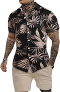 Mens Floral Hawaiian 2-Piece Beach Shirt and Shorts Set - Lightweight