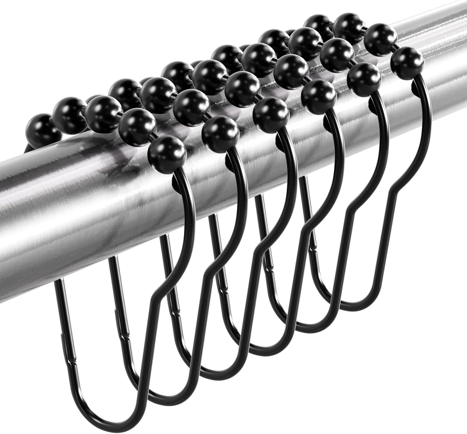 Matte Black Rust-Resistant Shower Hooks - Set of 12