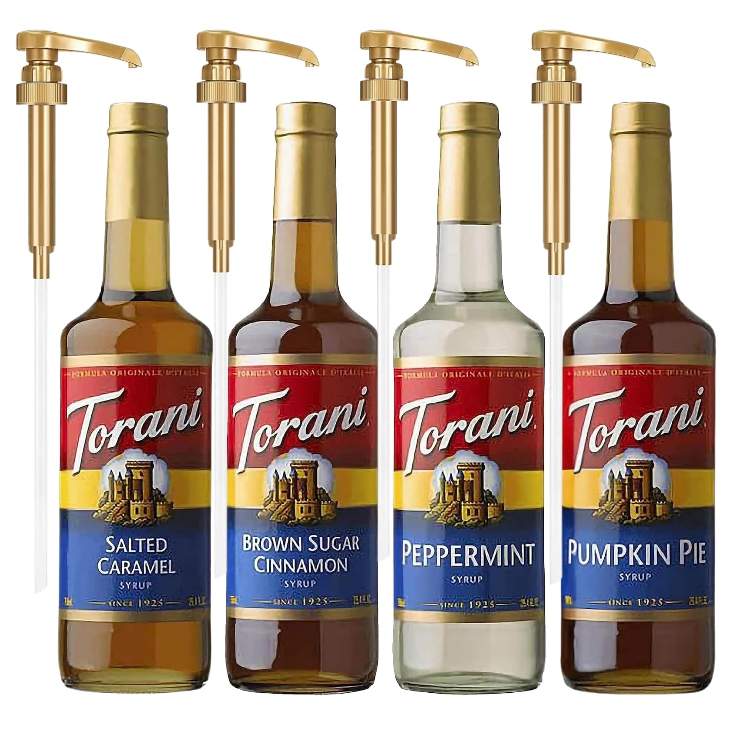 Fall Winter Syrup 4 Pack with Jimoco Pump Dispenser for Drinks