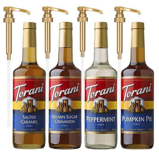 Fall Winter Syrup 4 Pack with Jimoco Pump Dispenser for Drinks