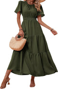 Women's Boho Floral Maxi Dress - Flowy Smocked Waist Dresses