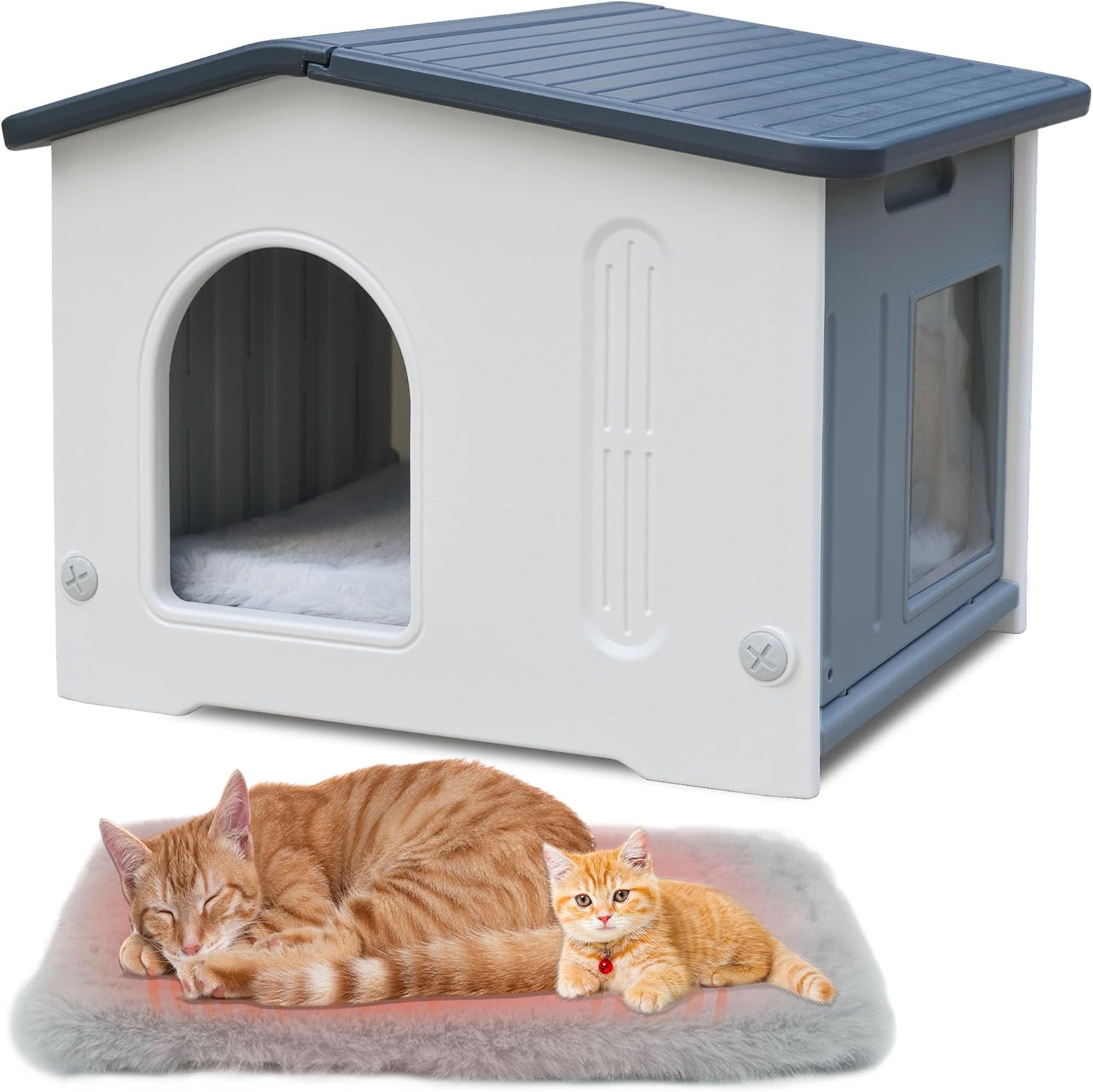 Spacious Weatherproof Plastic Cat House for Indoor and Outdoor Use