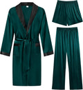 Luxurious 3 Pcs Men's Silk Satin Robe Set for Comfort