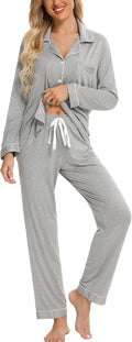 Leikar Button Up Pajama Set For Women Long Sleeve Shirt (Style D3ND)