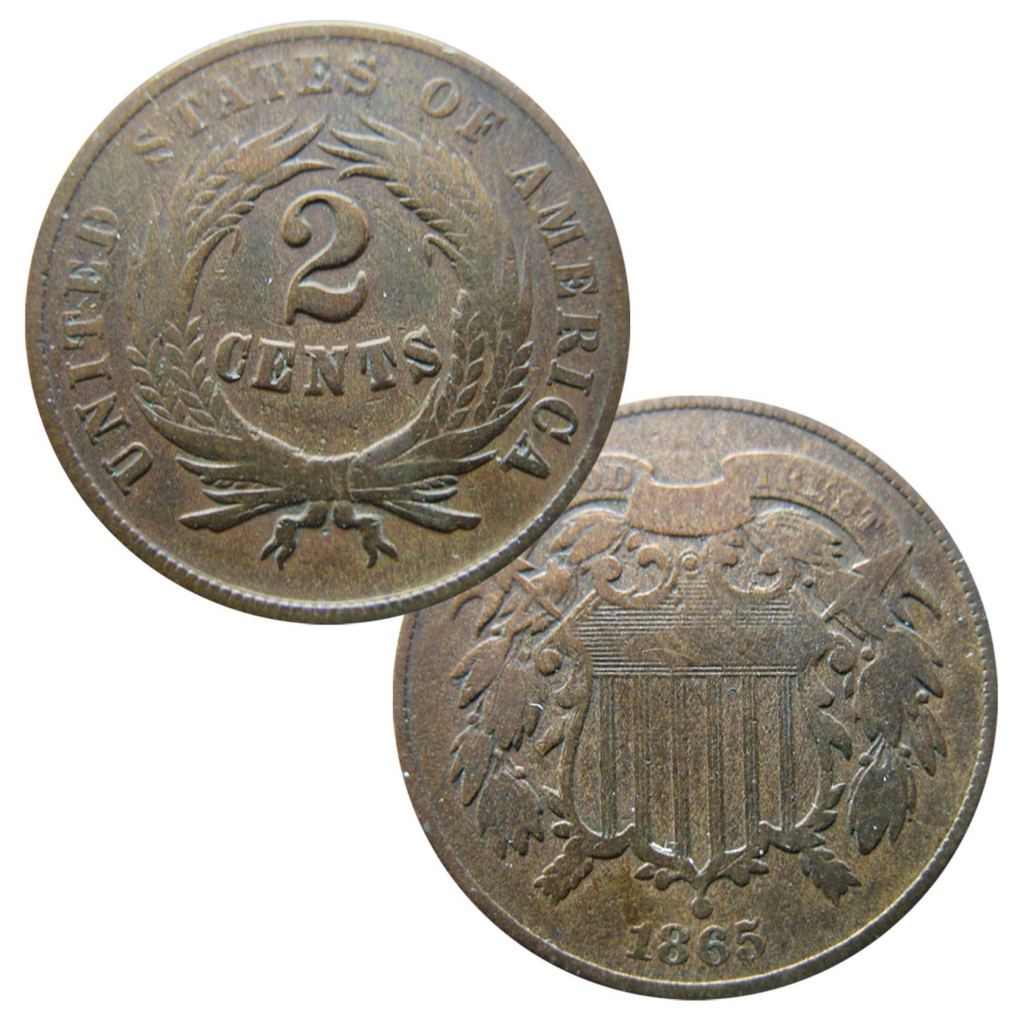 USA 1865 Two Cent Piece Coin - Authentic Civil War Era Collectible