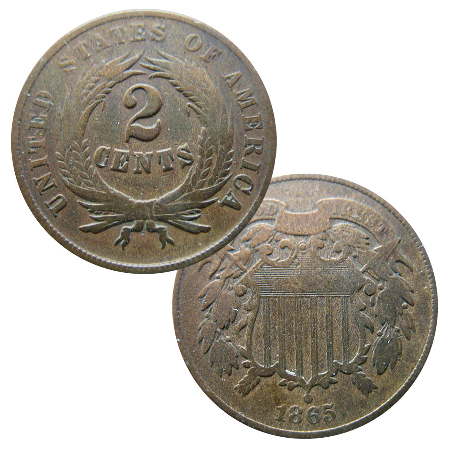 USA 1865 Two Cent Piece Coin - Authentic Civil War Era Collectible