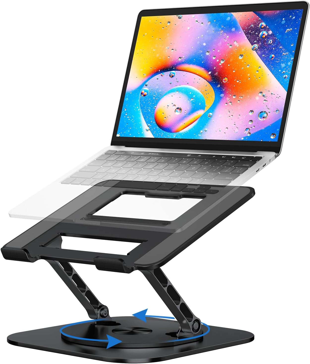 Ergonomic Laptop Stand for Desk with 360 Rotating Base