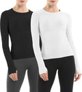Seamless Workout Shirt for Women Long Sleeve 2 Pack - Breathable Slim