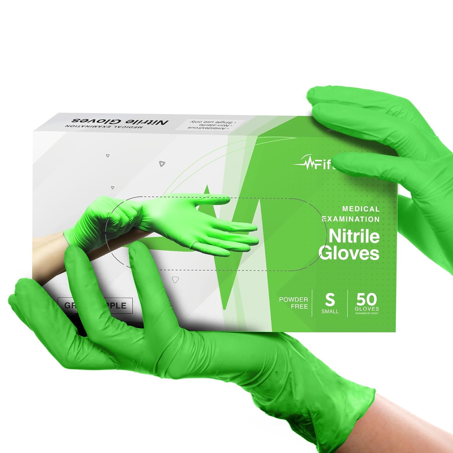 FifthPulse Green Nitrile Gloves - Allergy-Free 3 Mil Small Gloves