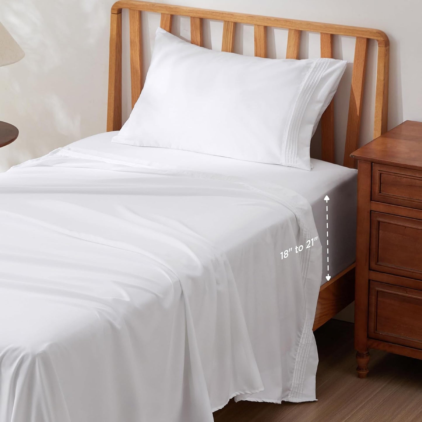 Deep Pocket Twin Sheets Set for 21 Inch Mattresses - Soft & Cooling