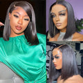 6x6 Bob Wig Human Hair Lace Front Wig 14 in - Natural Bob