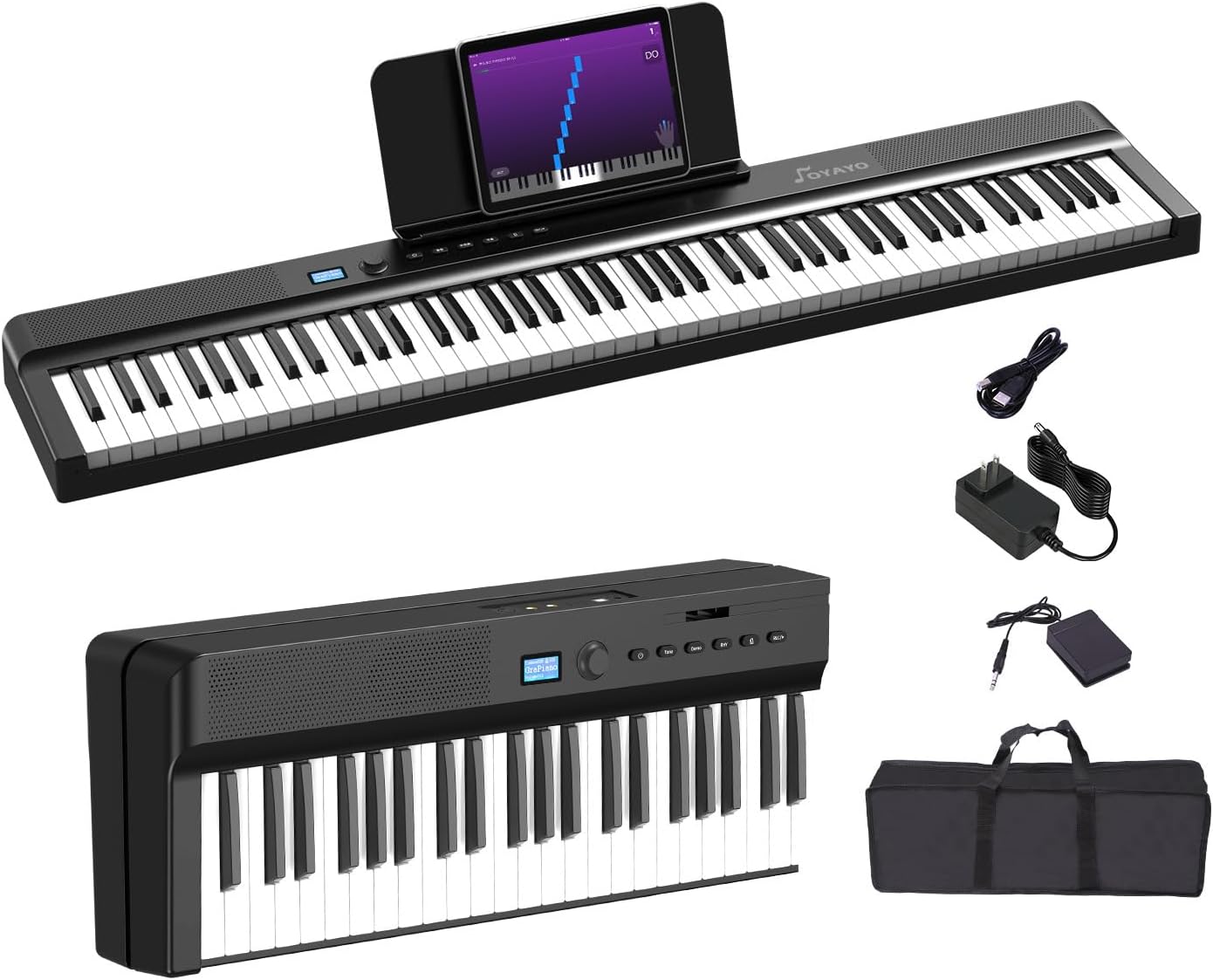 Upgraded Folding Piano Keyboard with MIDI and Bluetooth Features